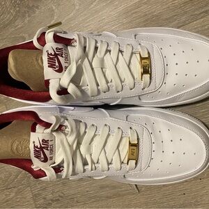 Nike Air Force 1 White and Red Sneakers